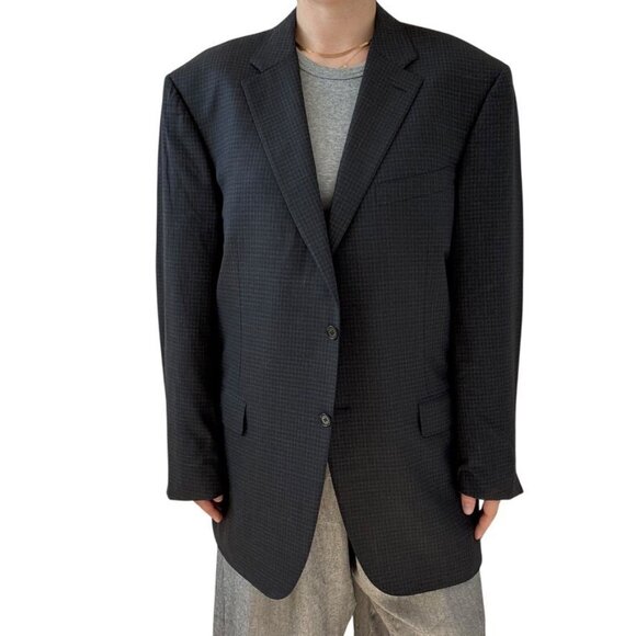 NWOT Canali Gray Check 100% Wool Blazer Suit Trouser 2 Button Set 46L - Picture 5 of 11